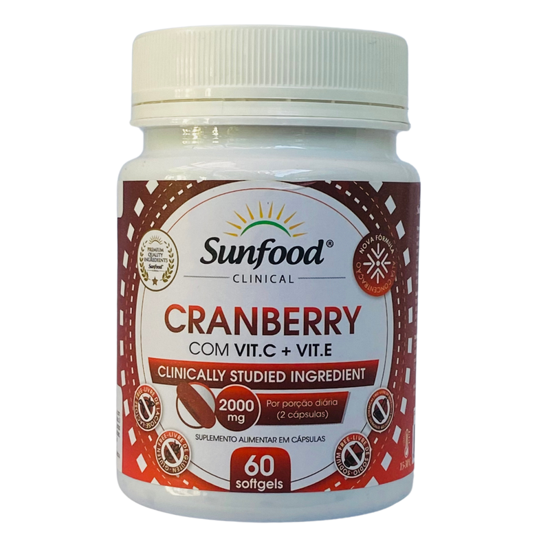 Cranberry Com Vitamina C Vitamina E Sunfood 2000mg 60Softgels