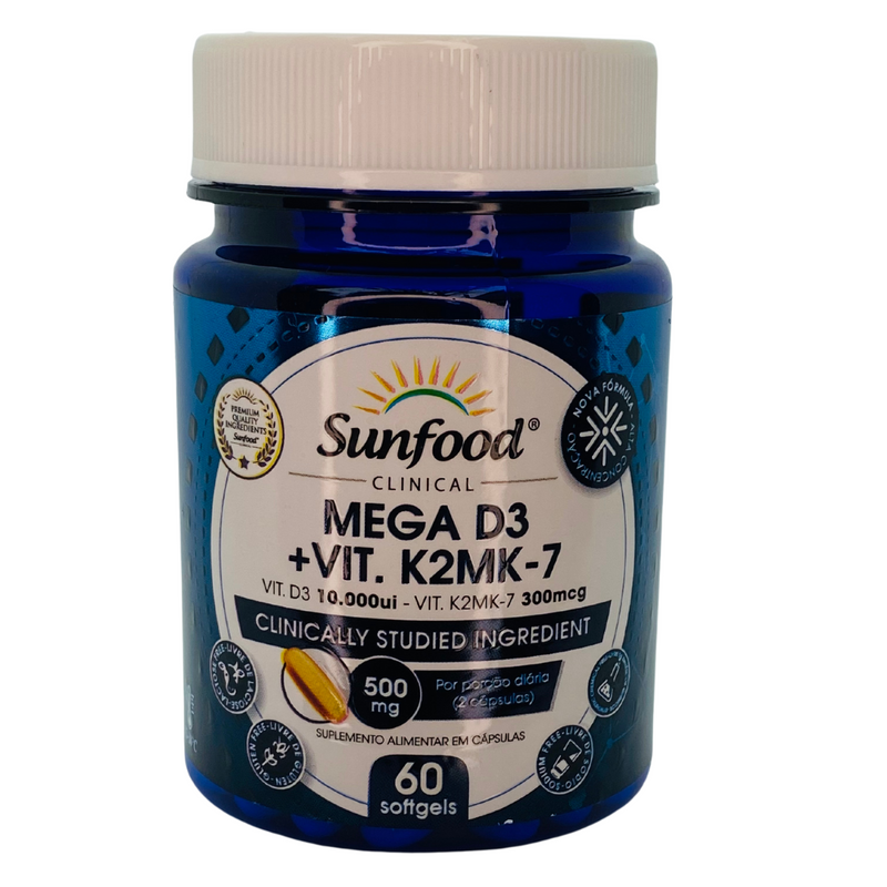 Mega D3 + Vitamina K2MK-7 Sunfood 500mg 60Softgels