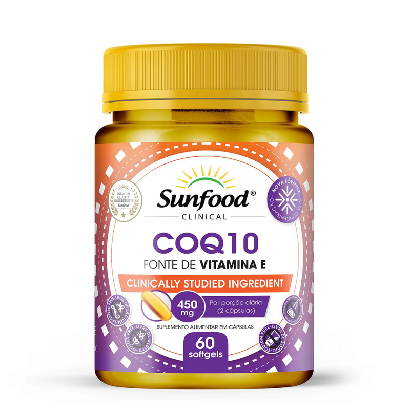 Coq10 Fonte de Vitamina E Sunfood 450mg 60Sofgels