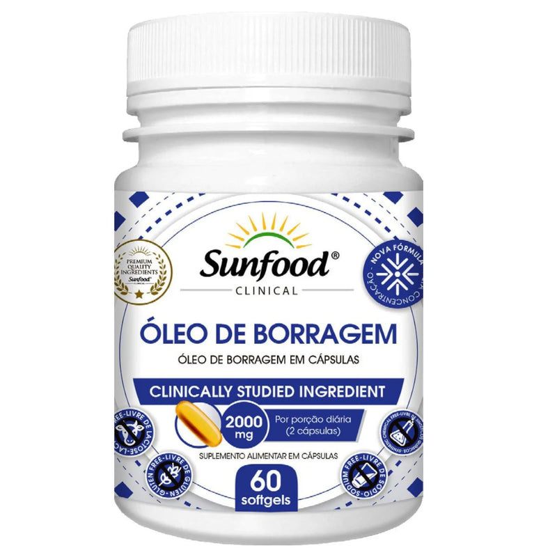 Óleo De Borragem Sunfood 2000mg 60 Cápsulas