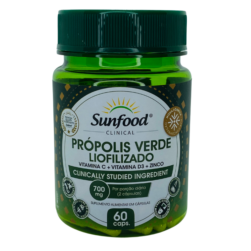 Própolis Verde Liofilizado Sunfood 700mg 60Caps