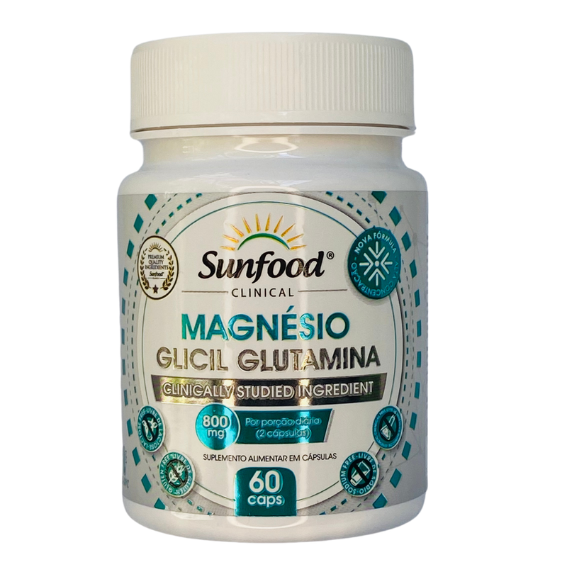 Magnésio Glicil Glutamina Sunfood 800mg 60Caps