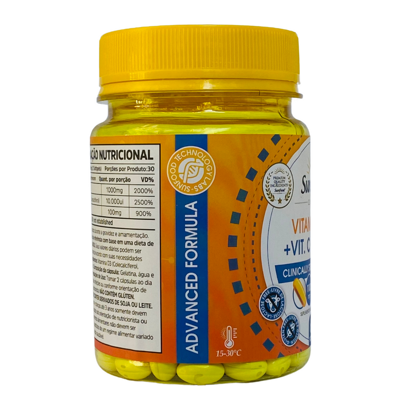 Vitamina D3 Vit.C Zinco Sunfood 1100mg 60Softgels