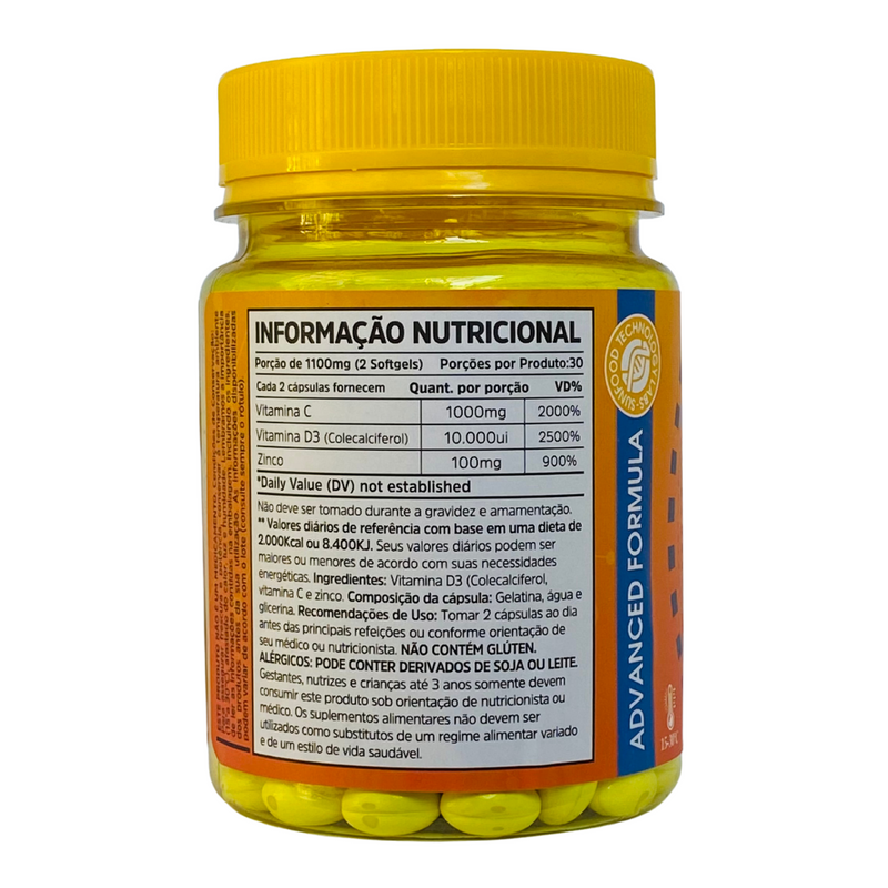 Vitamina D3 Vit.C Zinco Sunfood 1100mg 60Softgels