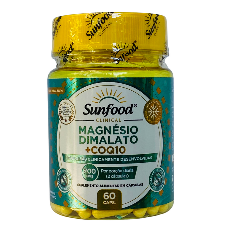 Magnésio Dimalato Coq10 Sunfood 700mg 60Caps