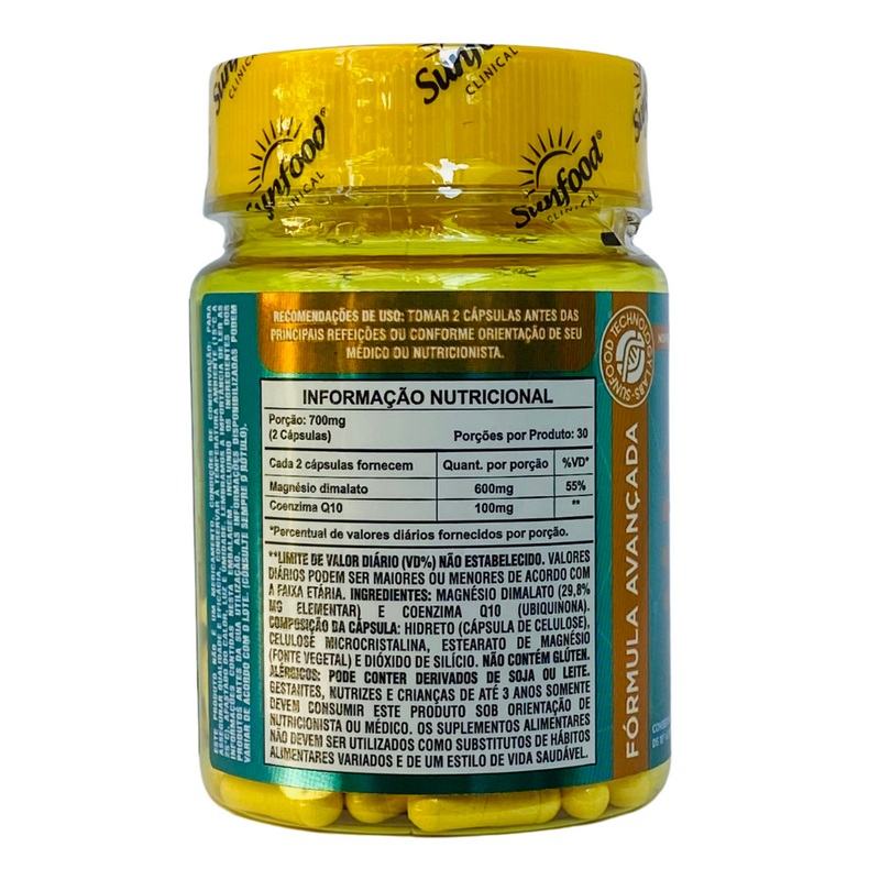 Magnésio Dimalato Coq10 Sunfood 700mg 60Caps