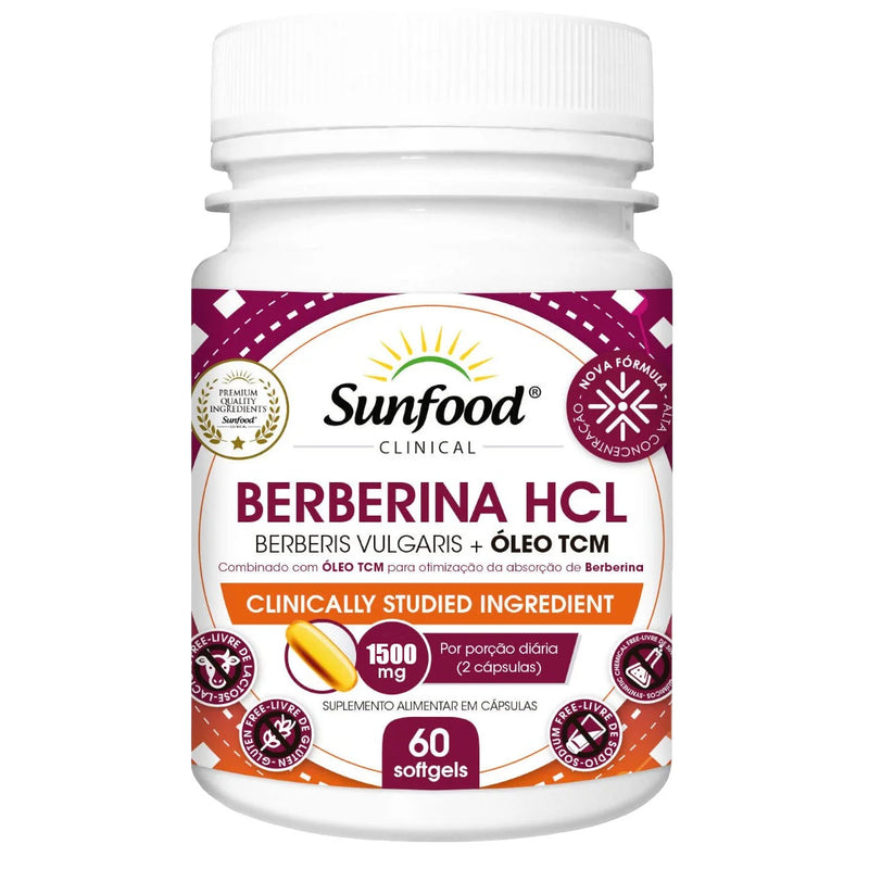 Berberina HCL Sunfood 60 Caps SoftGels 1500Mg