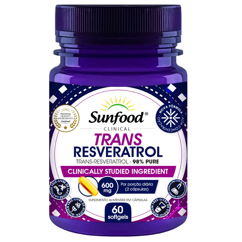 Trans-Resveratrol 98% puro Sunfood 600mg 60SoftGels