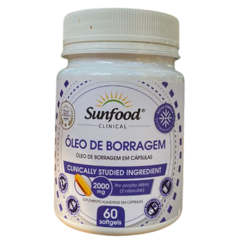 Óleo De Borragem Sunfood 2000mg 60 Cápsulas